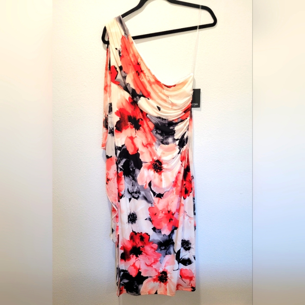 Women's Sexy Floral One Shoulder Midi Side Slit‎ Dress 12 Summer Vaca Wedding